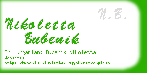 nikoletta bubenik business card